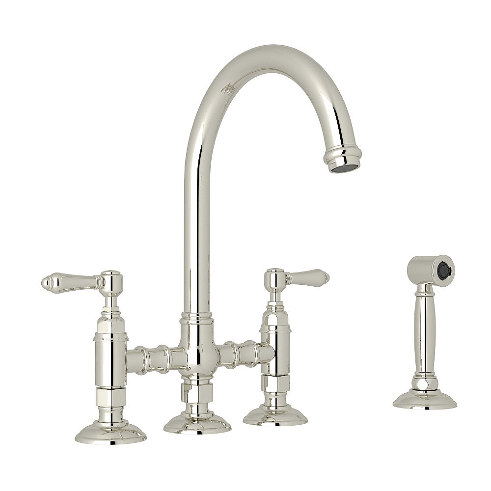 Rohl A1461LMWSPN-2 San Julio® Bridge Kitchen Faucet With Side Spray - Polished Nickel