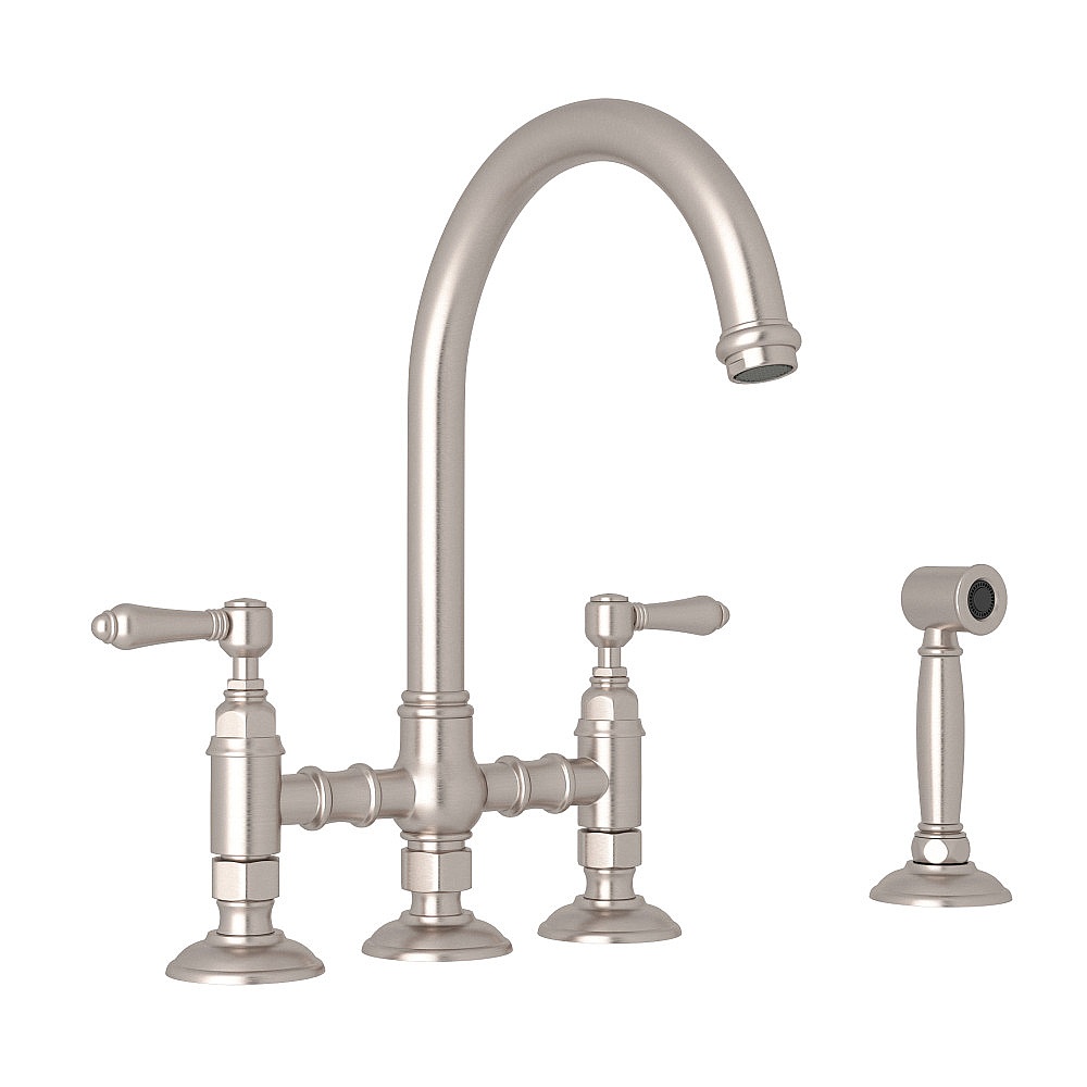 Rohl A1461LMWSSTN-2 San Julio® Bridge Kitchen Faucet With Side Spray - Satin Nickel