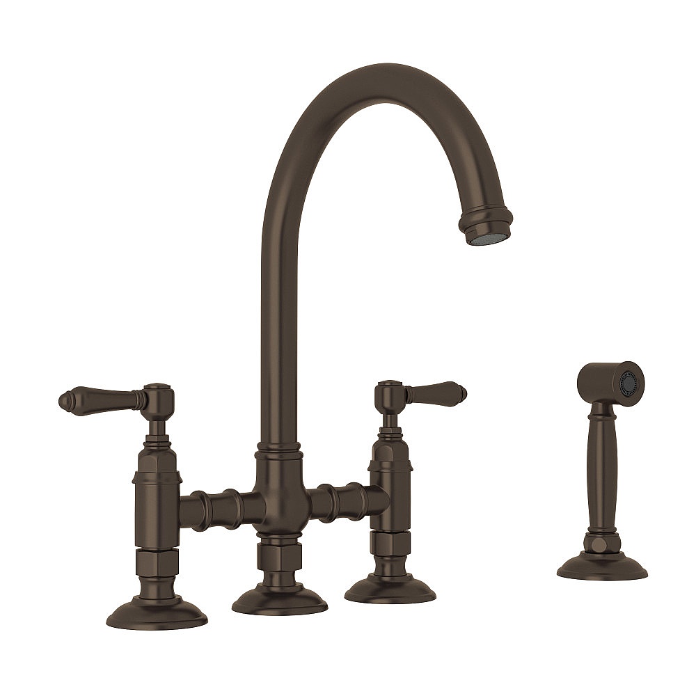 Rohl A1461LMWSTCB-2 San Julio® Bridge Kitchen Faucet With Side Spray - Tuscan Brass