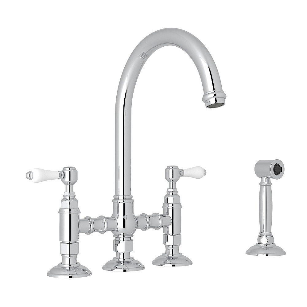 Rohl A1461LPWSAPC-2 San Julio® Bridge Kitchen Faucet With Side Spray - Polished Chrome