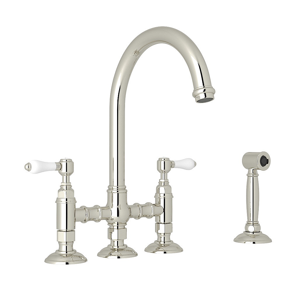 Rohl A1461LPWSPN-2 San Julio® Bridge Kitchen Faucet With Side Spray - Polished Nickel