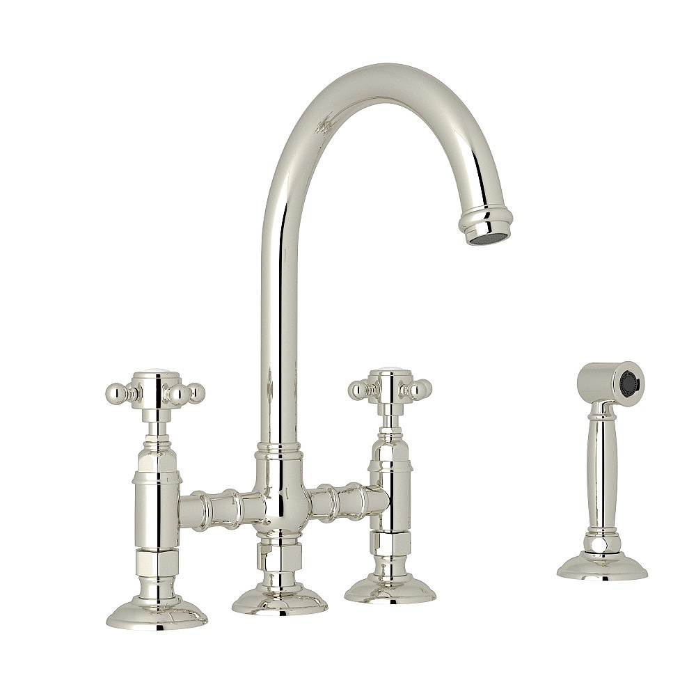 Rohl A1461XMWSPN-2 San Julio® Bridge Kitchen Faucet With Side Spray - Polished Nickel