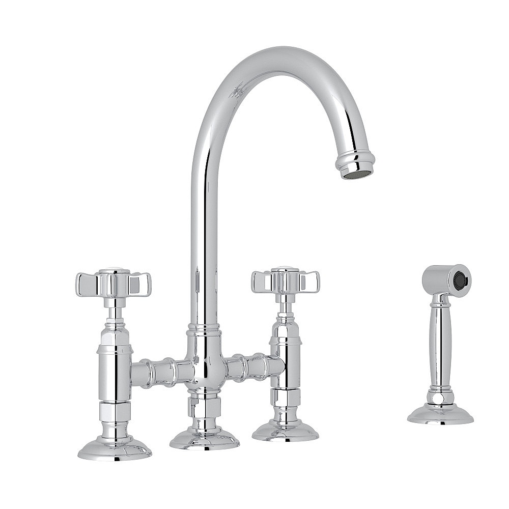 Rohl A1461XWSAPC-2 San Julio® Bridge Kitchen Faucet With Side Spray - Polished Chrome