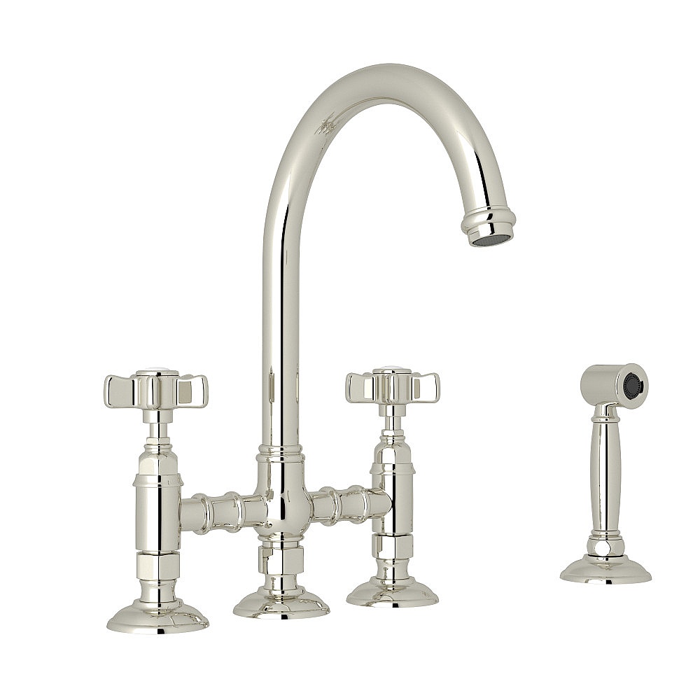 Rohl A1461XWSPN-2 San Julio® Bridge Kitchen Faucet With Side Spray - Polished Nickel