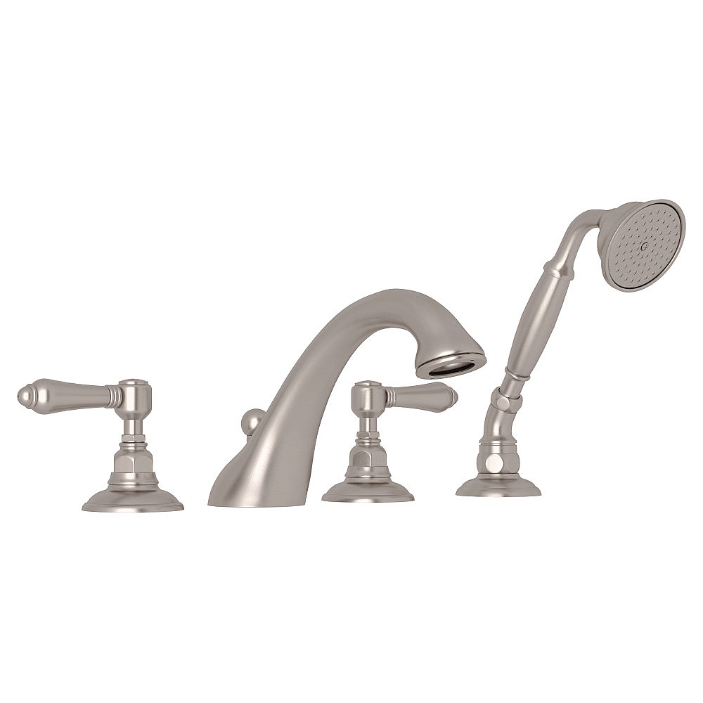 Rohl A1464LMSTN Acqui® 4-Hole Deck Mount Tub Filler - Satin Nickel