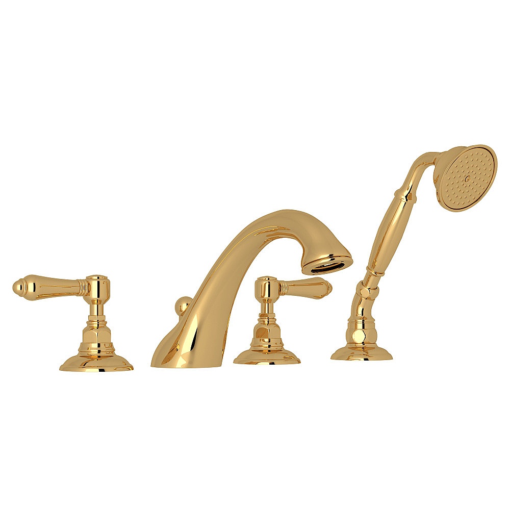 Rohl A1464LMULB Acqui® 4-Hole Deck Mount Tub Filler - Unlacquered Brass
