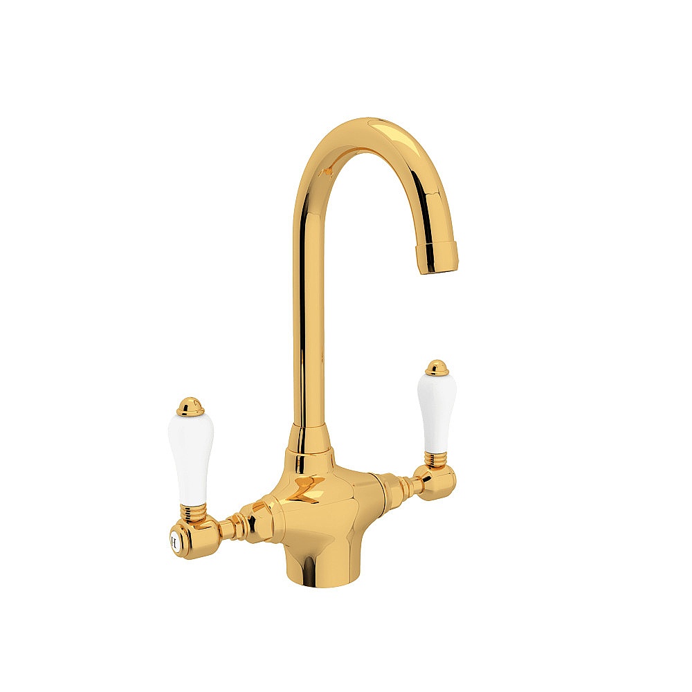 Rohl A1667LPIB-2 San Julio® Two Handle Bar/Food Prep Kitchen Faucet - Italian Brass