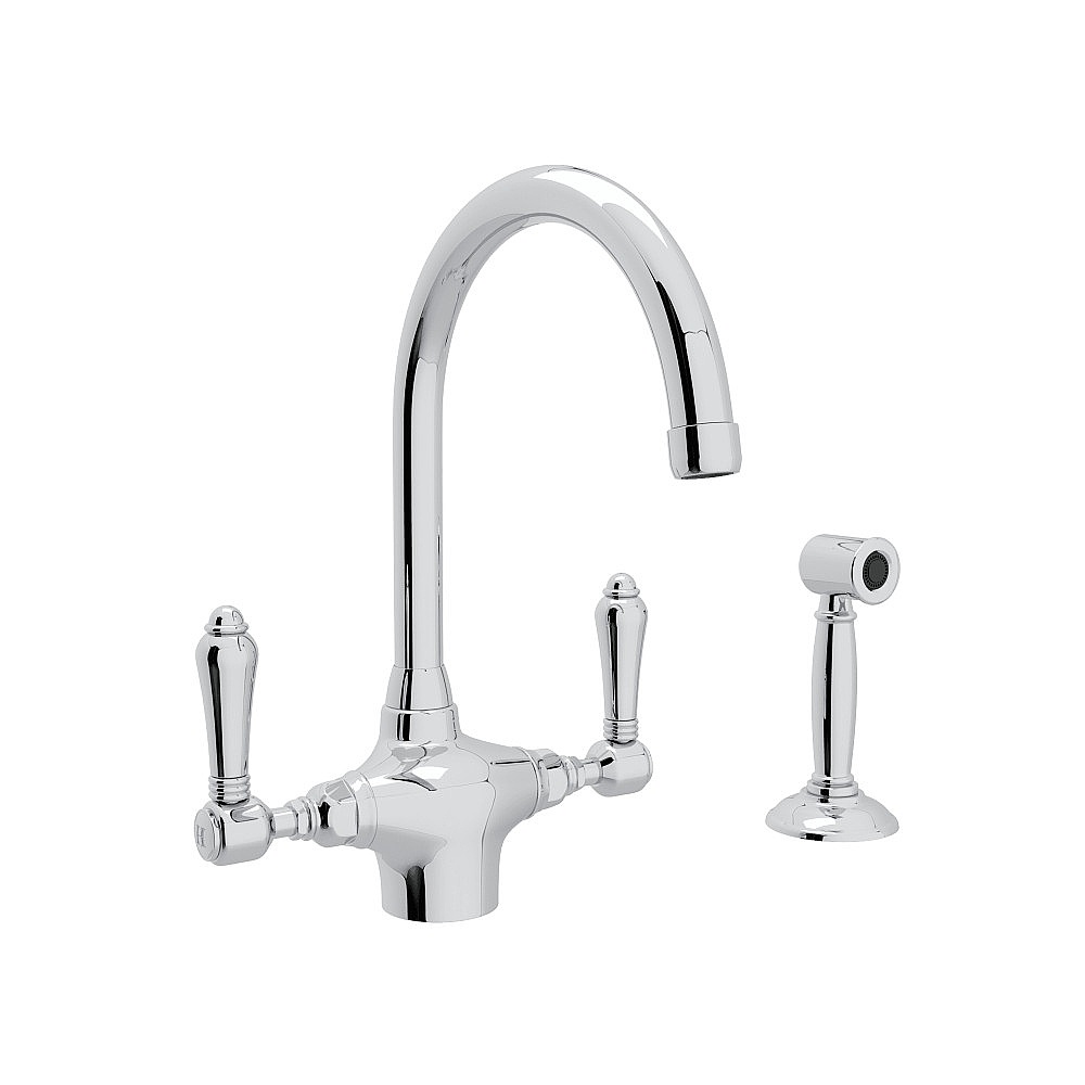 Rohl A1676LMWSAPC-2 San Julio® Two Handle Kitchen Faucet With Side Spray - Polished Chrome