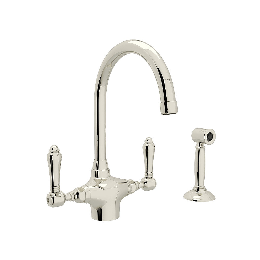 Rohl A1676LMWSPN-2 San Julio® Two Handle Kitchen Faucet With Side Spray - Polished Nickel
