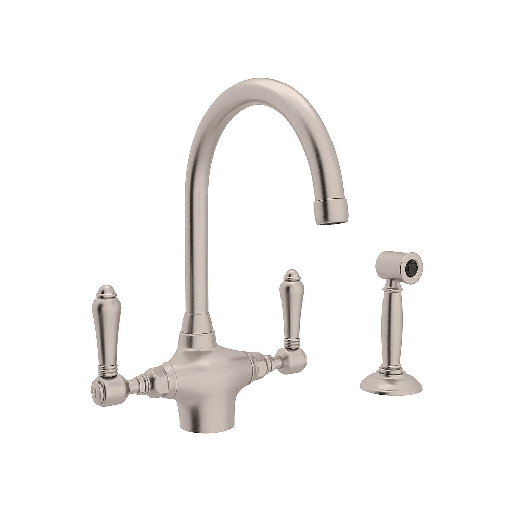 Rohl A1676LMWSSTN-2 San Julio® Two Handle Kitchen Faucet With Side Spray - Satin Nickel