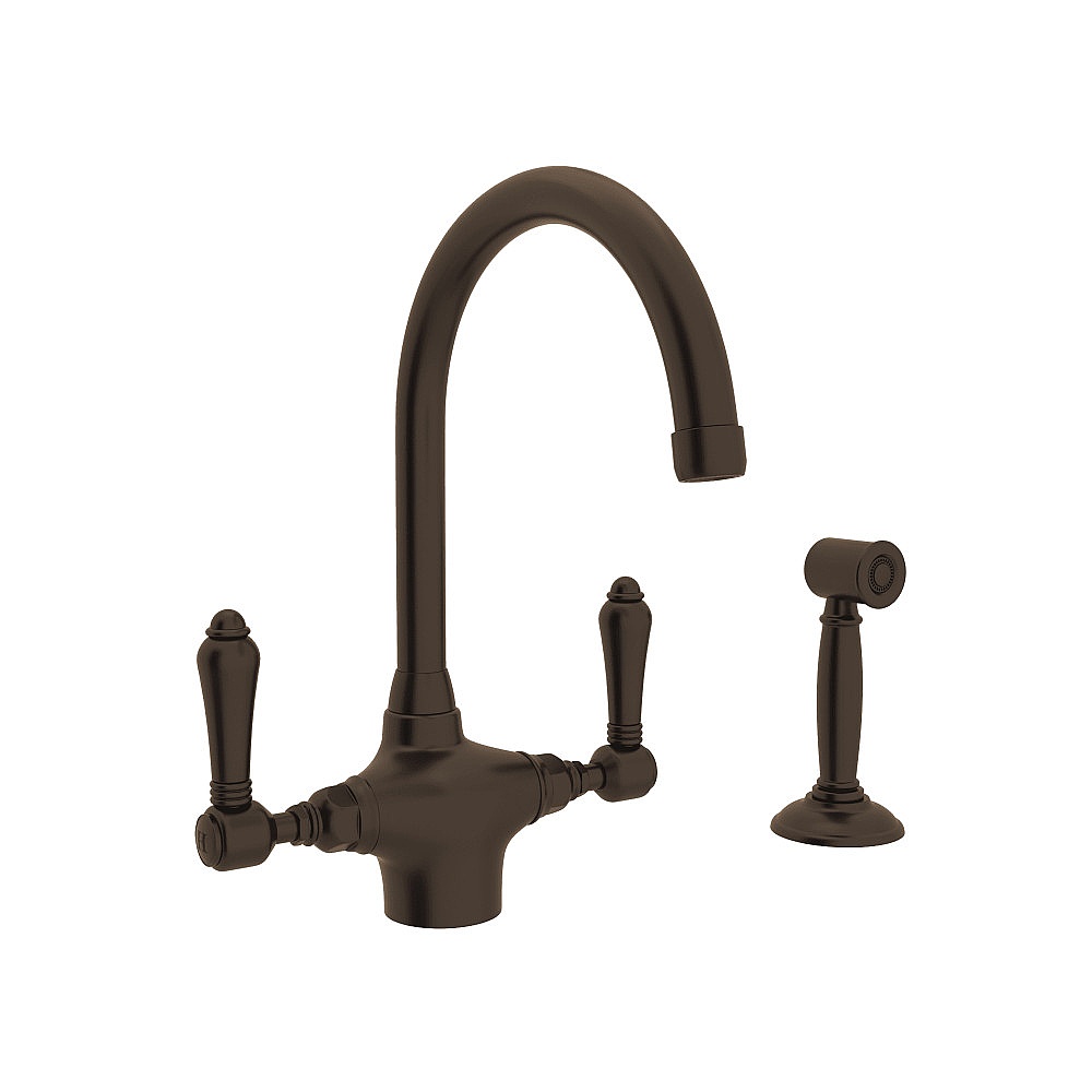 Rohl A1676LMWSTCB-2 San Julio® Two Handle Kitchen Faucet With Side Spray - Tuscan Brass