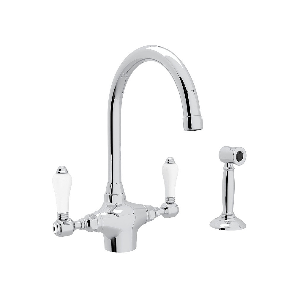 Rohl A1676LPWSAPC-2 San Julio® Two Handle Kitchen Faucet With Side Spray - Polished Chrome