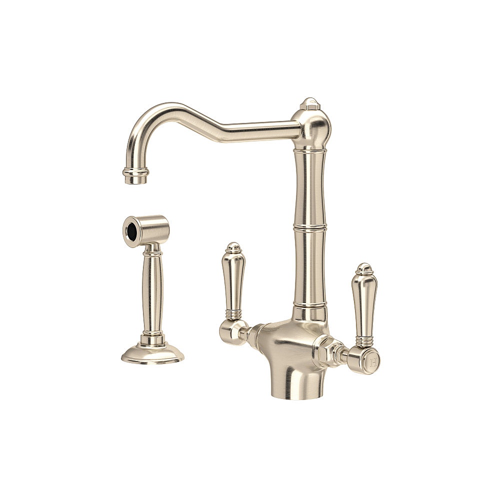 Rohl A1679LMWSSTN-2 Acqui® Two Handle Kitchen Faucet With Side Spray - Satin Nickel