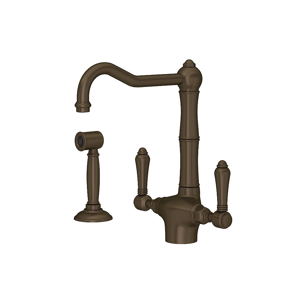 Rohl A1679LMWSTCB-2 Acqui® Two Handle Kitchen Faucet With Side Spray - Tuscan Brass