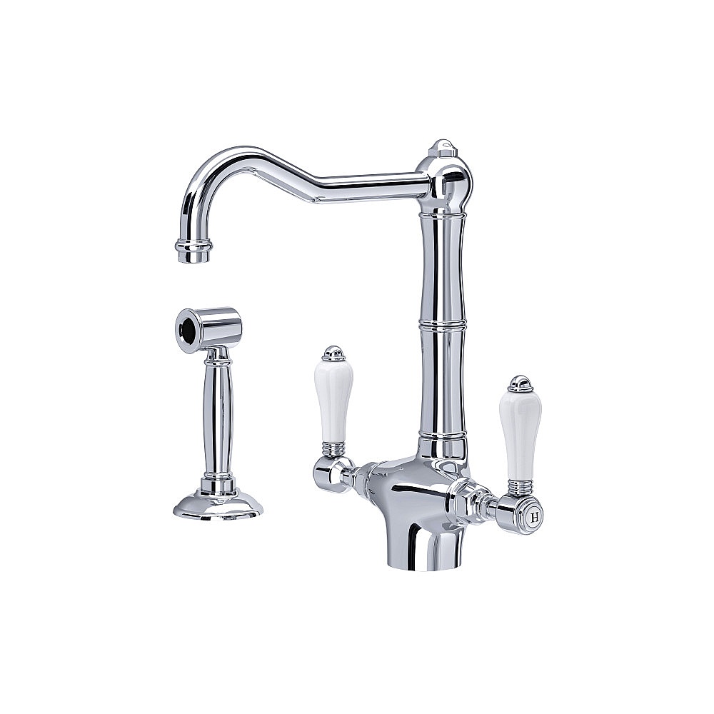 Rohl A1679LPWSAPC-2 Acqui® Two Handle Kitchen Faucet With Side Spray - Polished Chrome
