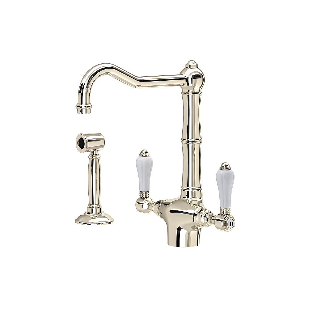 Rohl A1679LPWSPN-2 Acqui® Two Handle Kitchen Faucet With Side Spray - Polished Nickel