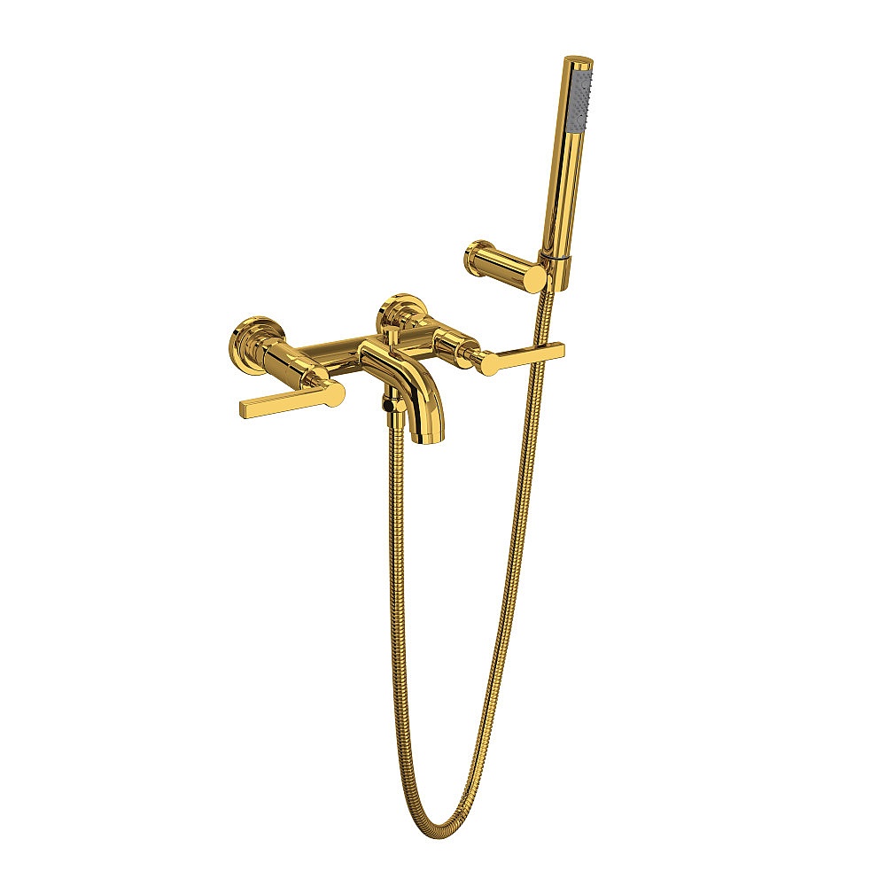 Rohl A2202LMULB Lombardia® Exposed Wall Mount Tub Filler - Unlacquered Brass