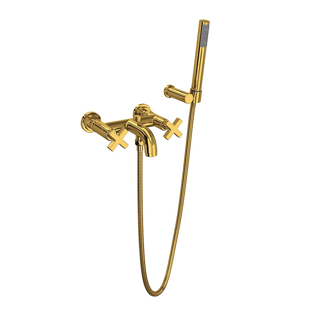 Rohl A2202XMULB Lombardia® Exposed Wall Mount Tub Filler - Unlacquered Brass