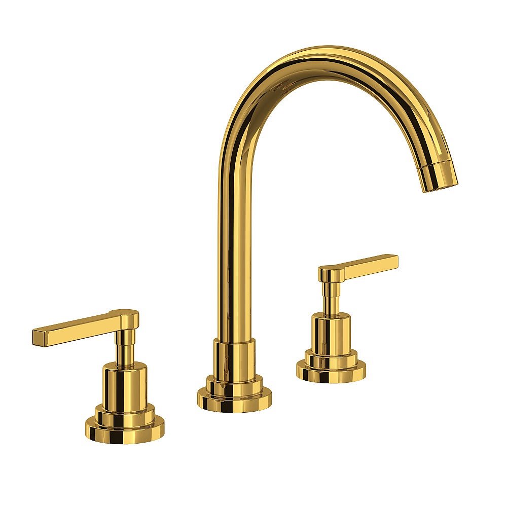 Rohl A2208LMULB-2 Lombardia® Widespread Lavatory Faucet With C-Spout - Unlacquered Brass