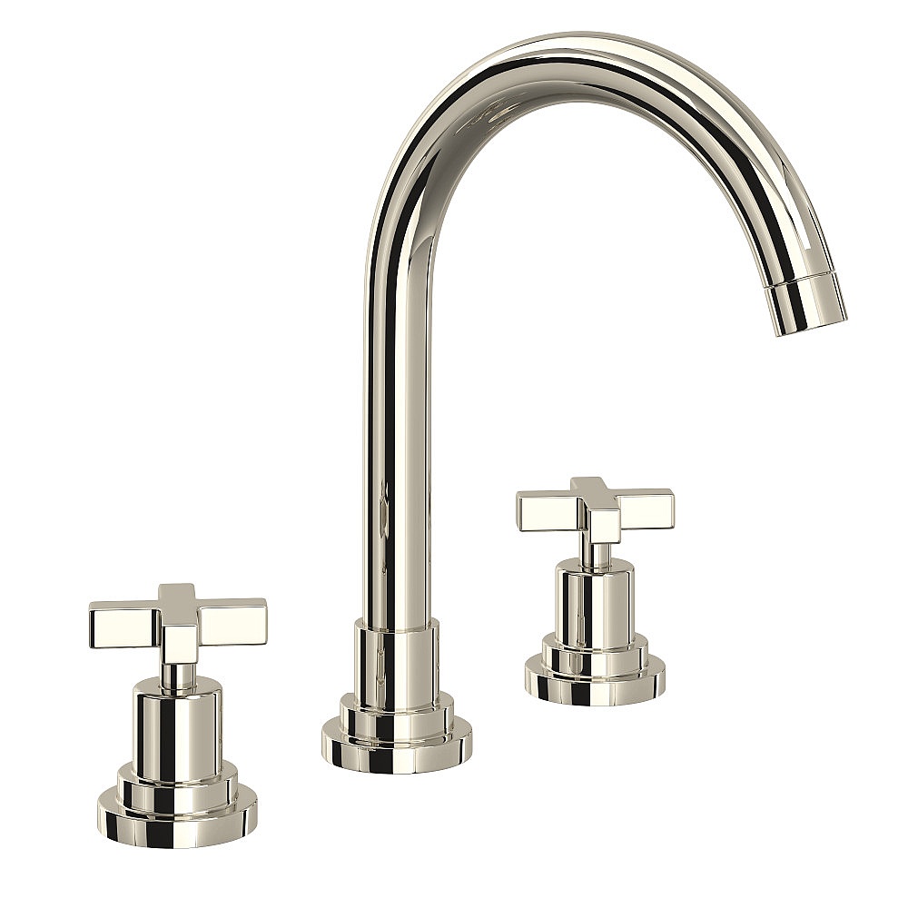 Rohl A2208XMPN-2 Lombardia® Widespread Lavatory Faucet With C-Spout - Polished Nickel