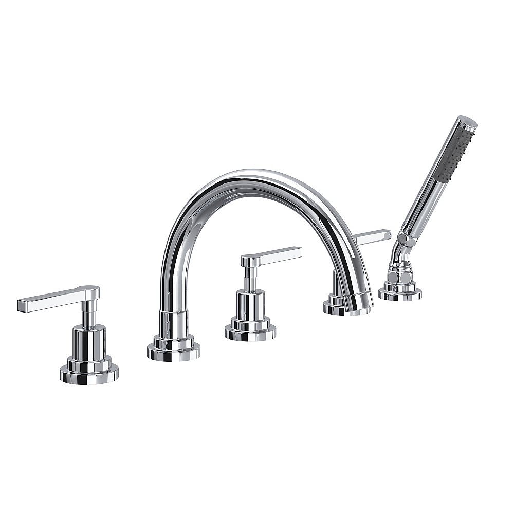 Rohl A2214LMAPC Lombardia® 5-Hole Deck Mount Tub Filler With C-Spout - Polished Chrome