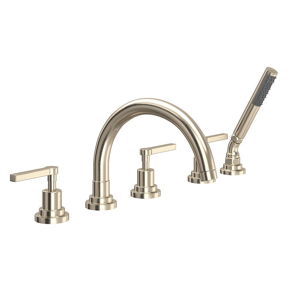 Rohl A2214LMSTN Lombardia® 5-Hole Deck Mount Tub Filler With C-Spout - Satin Nickel