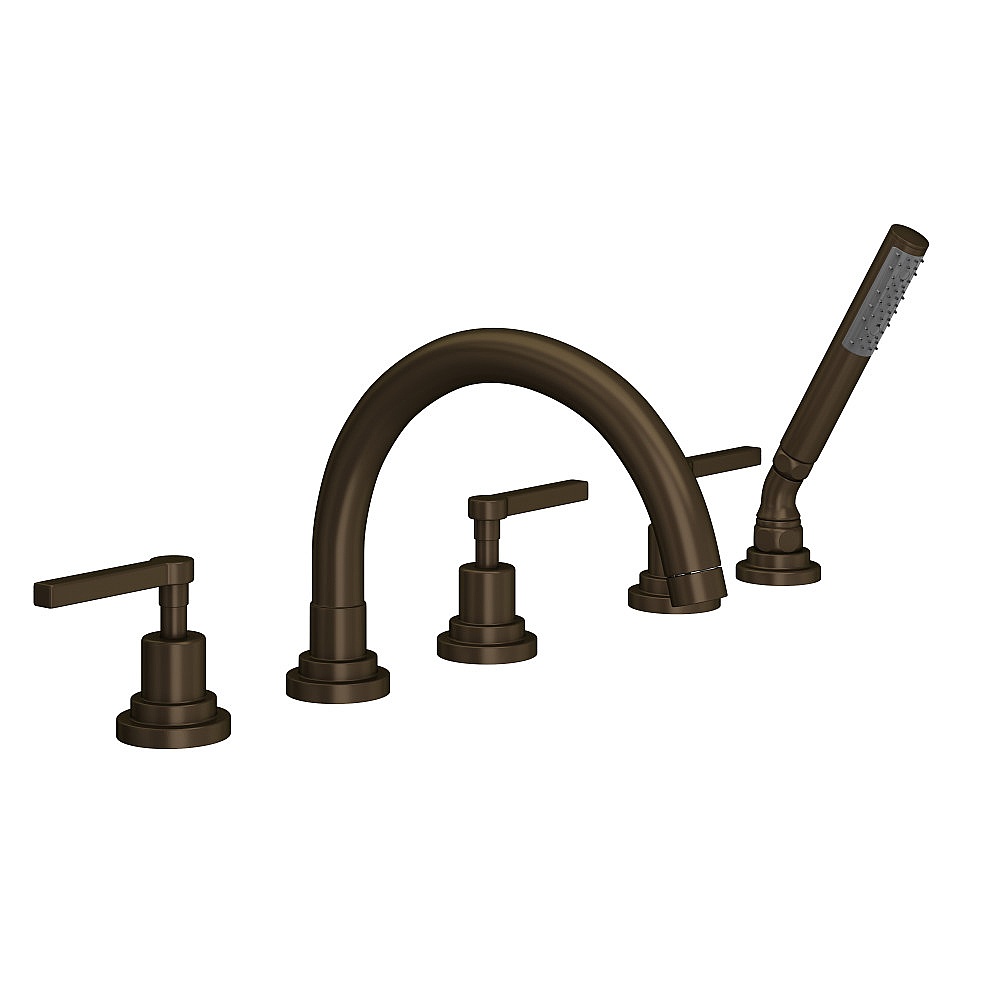 Rohl A2214LMTCB Lombardia® 5-Hole Deck Mount Tub Filler With C-Spout - Tuscan Brass