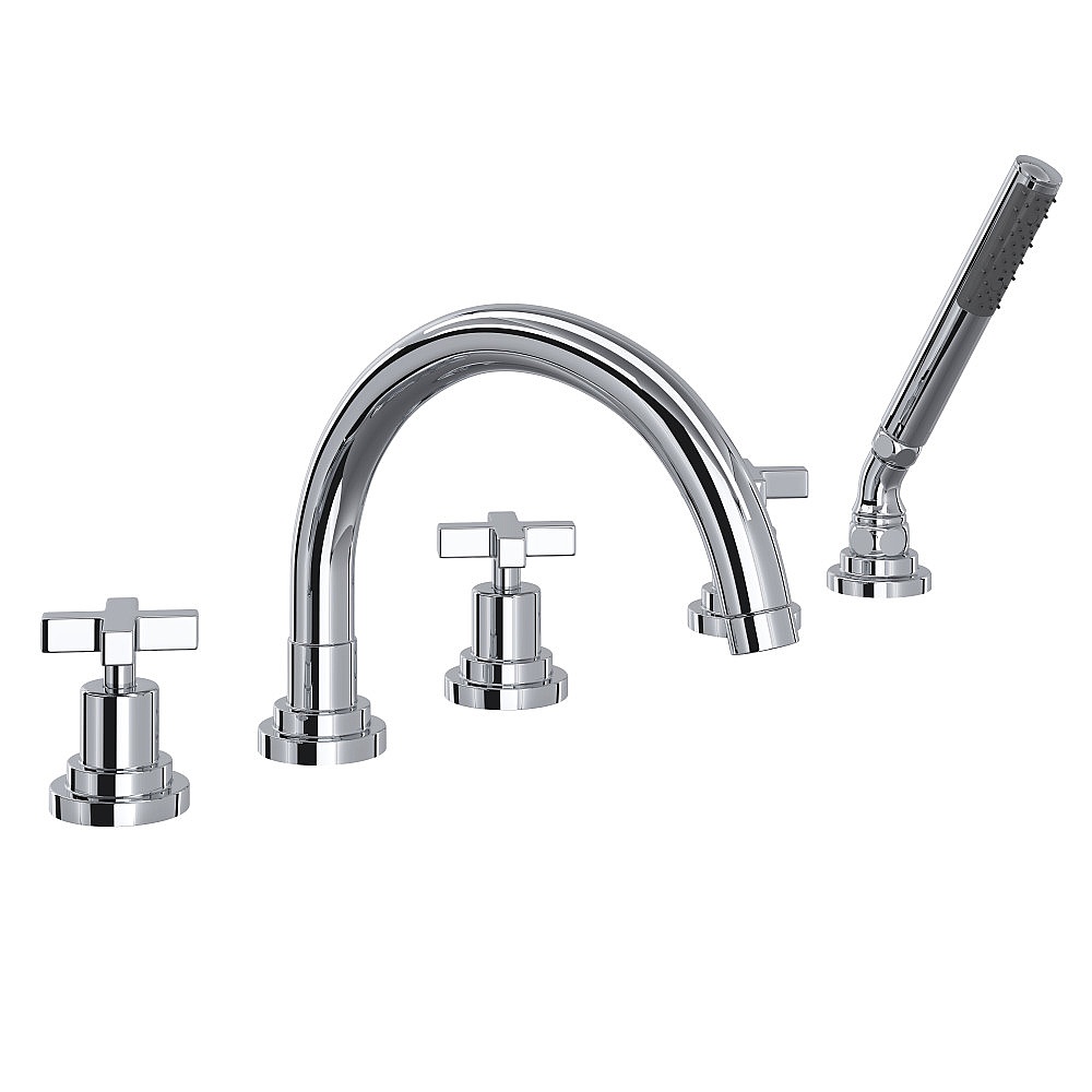 Rohl A2214XMAPC Lombardia® 5-Hole Deck Mount Tub Filler With C-Spout - Polished Chrome