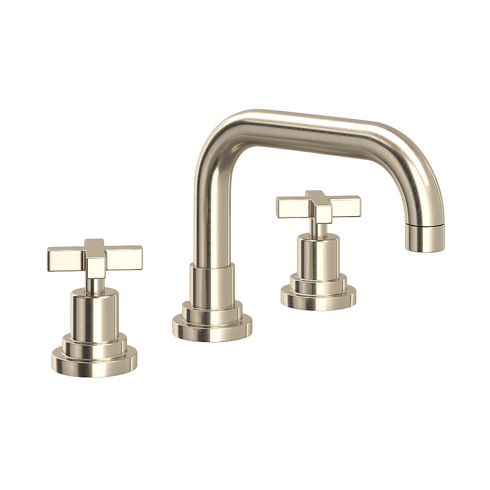 Rohl A2218XMSTN-2 Lombardia® Widespread Lavatory Faucet With U-Spout - Satin Nickel