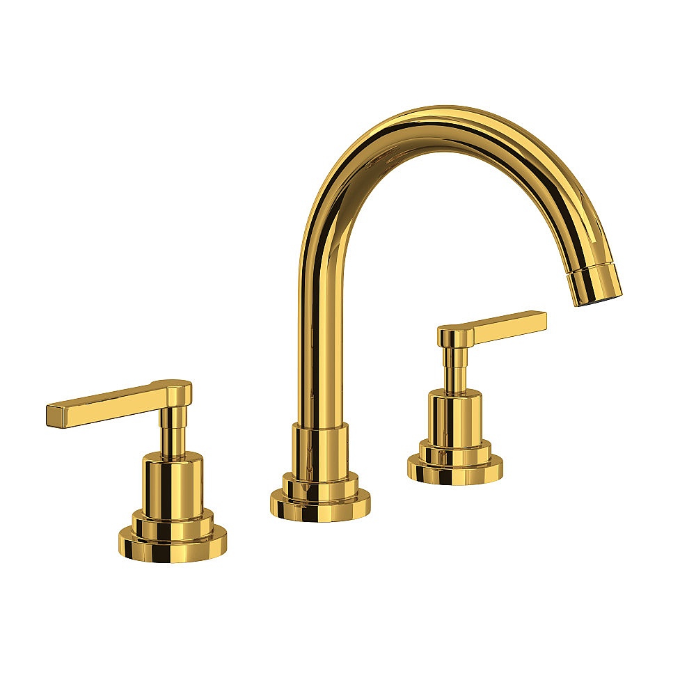 Rohl A2228LMULB-2 Lombardia® Widespread Lavatory Faucet With C-Spout - Unlacquered Brass