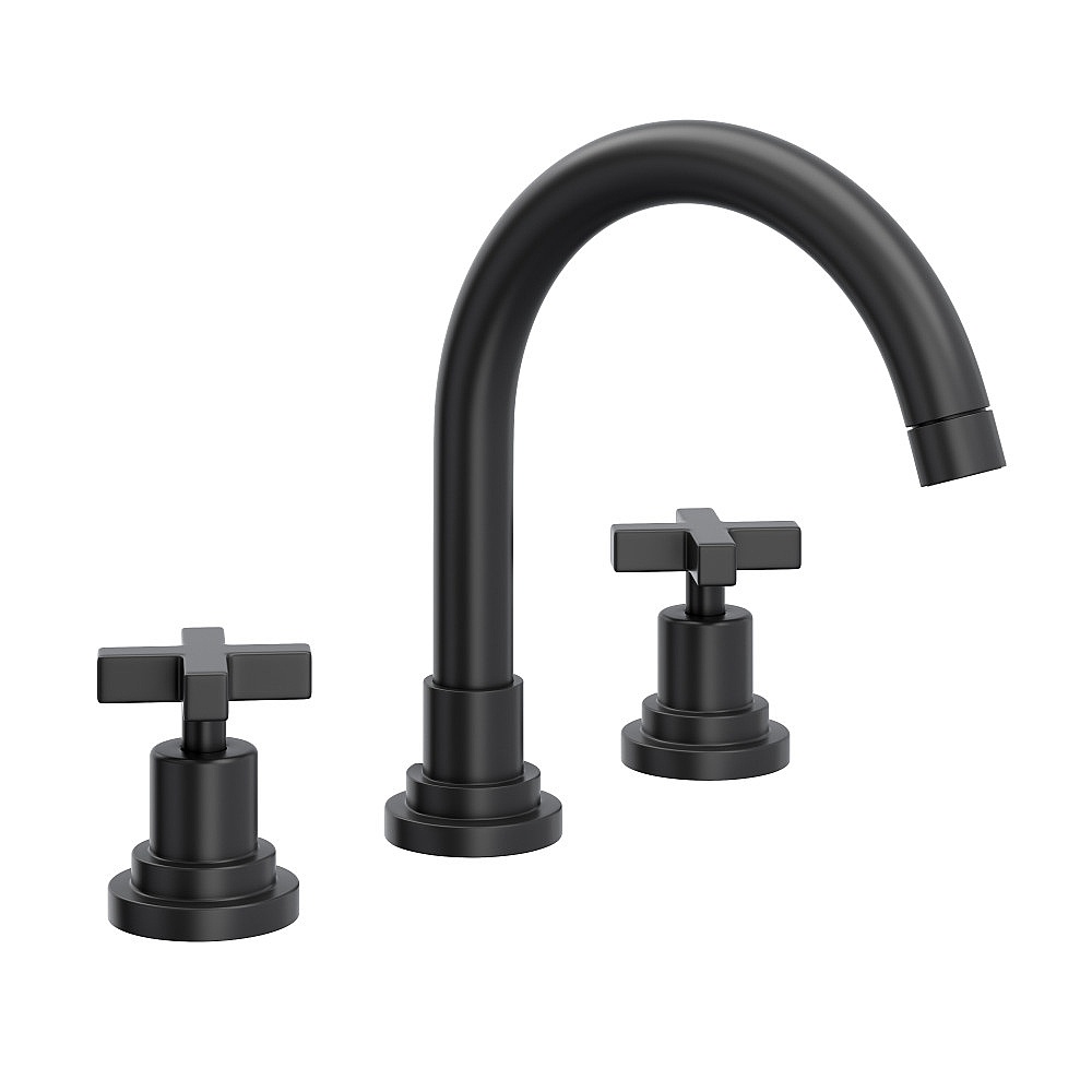 Rohl A2228XMMB-2 Lombardia® Widespread Lavatory Faucet With C-Spout - Matte Black
