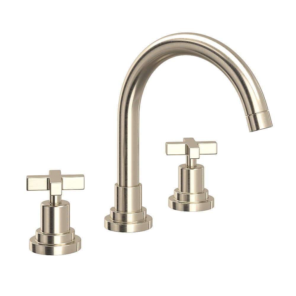 Rohl A2228XMSTN-2 Lombardia® Widespread Lavatory Faucet With C-Spout - Satin Nickel