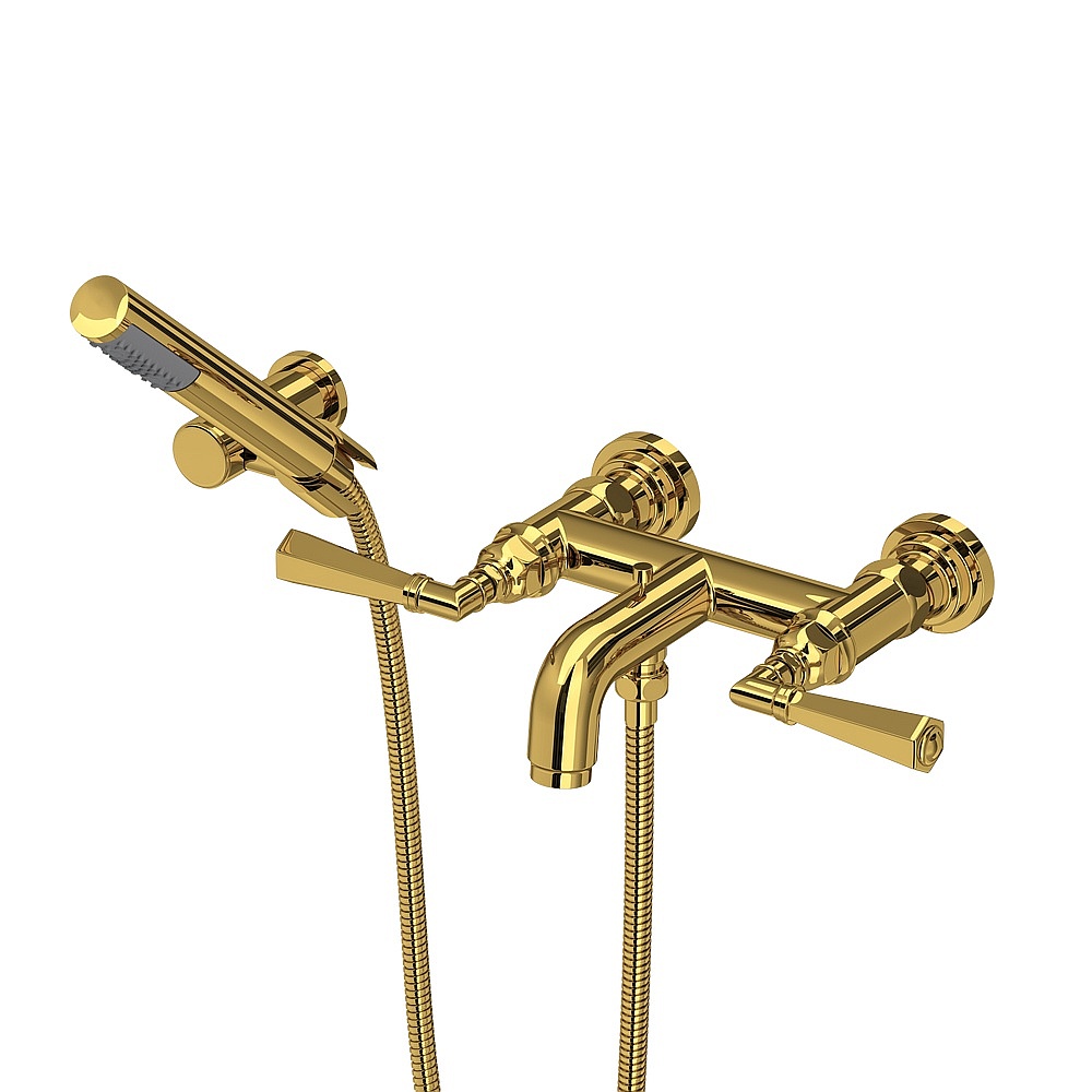 Rohl A2302LMULB San Giovanni™ Exposed Wall Mount Tub Filler - Unlacquered Brass