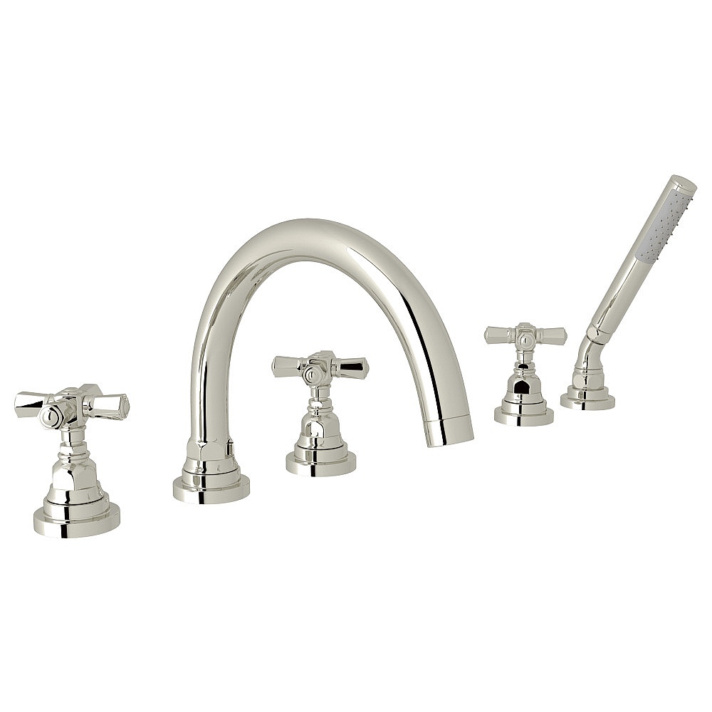 Rohl A2314XMPN San Giovanni™ 5-Hole Deck Mount Tub Filler - Polished Nickel