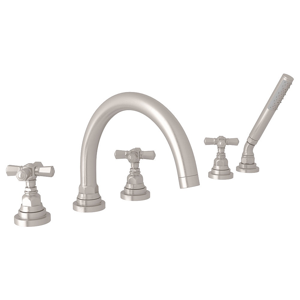 Rohl A2314XMSTN San Giovanni™ 5-Hole Deck Mount Tub Filler - Satin Nickel