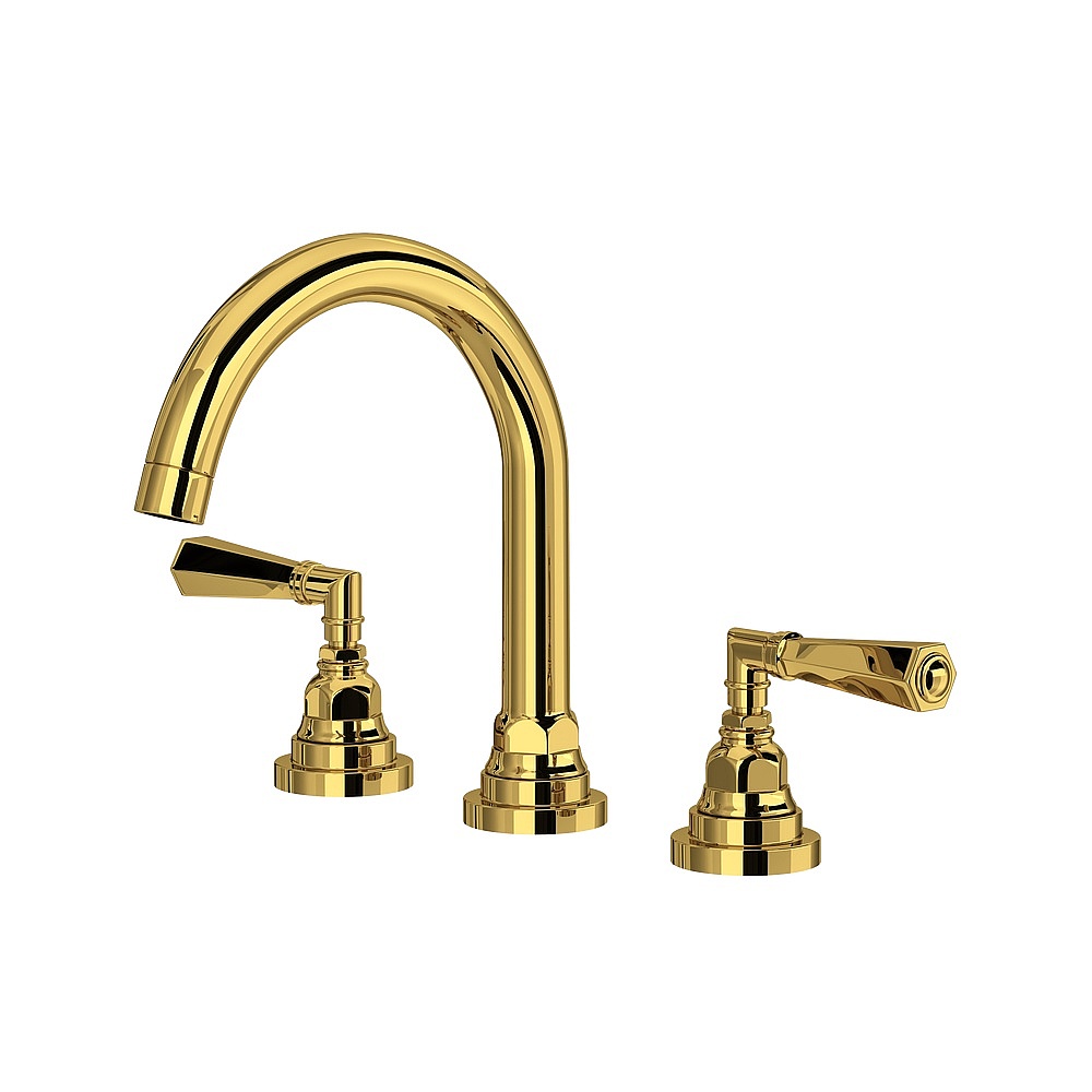 Rohl A2328LMULB-2 San Giovanni™ Widespread Lavatory Faucet With C-Spout - Unlacquered Brass