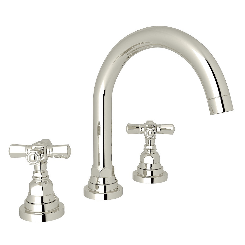 Rohl A2328XMPN-2 San Giovanni™ Widespread Lavatory Faucet With C-Spout - Polished Nickel