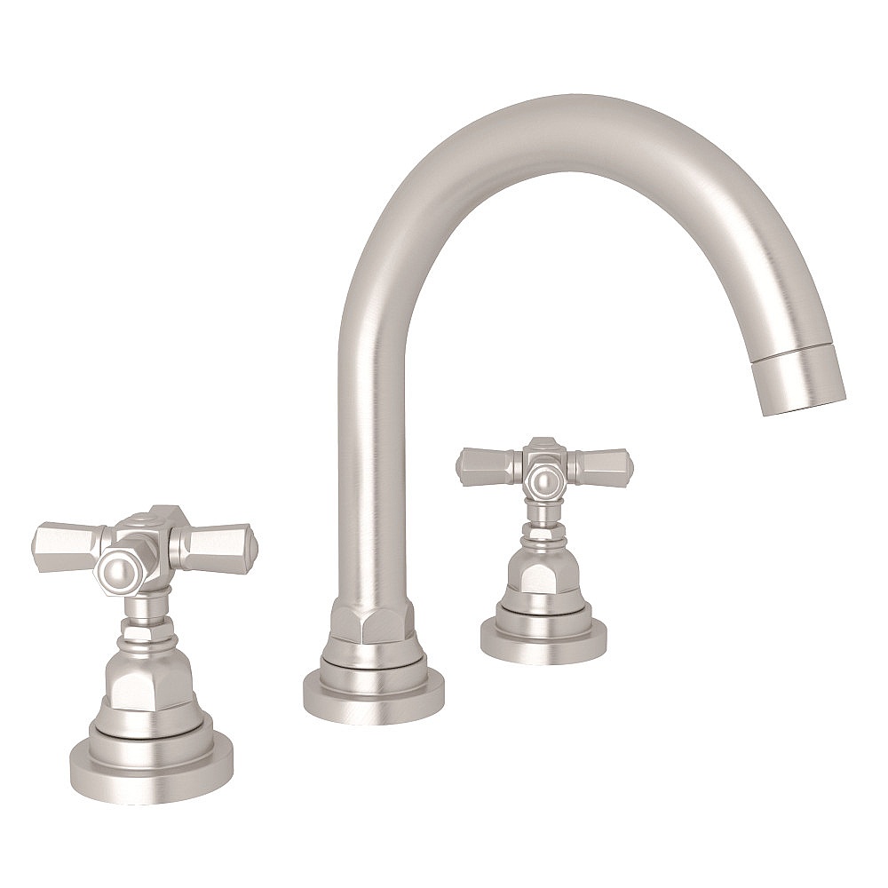 Rohl A2328XMSTN-2 San Giovanni™ Widespread Lavatory Faucet With C-Spout - Satin Nickel