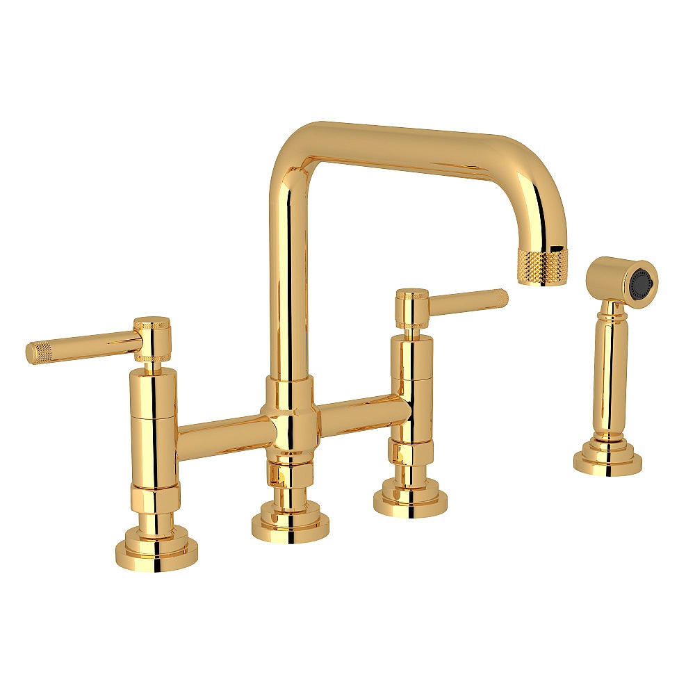 Rohl A3358ILWSIB-2 Campo™ Bridge Kitchen Faucet With Side Spray - Italian Brass