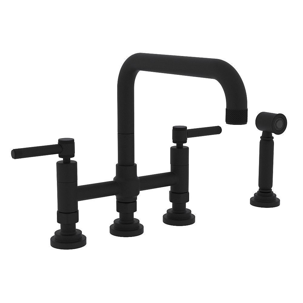 Rohl A3358ILWSMB-2 Campo™ Bridge Kitchen Faucet With Side Spray - Matte Black