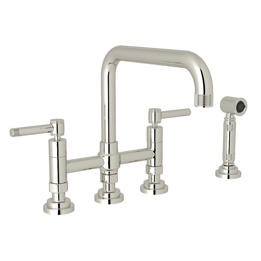 Rohl A3358ILWSPN-2 Campo™ Bridge Kitchen Faucet With Side Spray - Polished Nickel