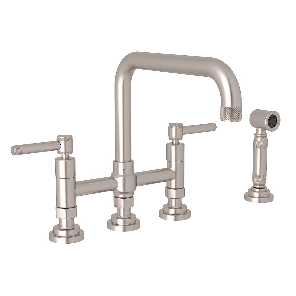 Rohl A3358ILWSSTN-2 Campo™ Bridge Kitchen Faucet With Side Spray - Satin Nickel