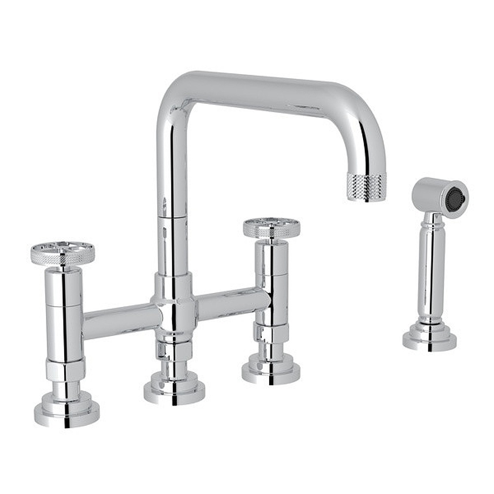 Rohl A3358IWWSAPC-2 Campo™ Bridge Kitchen Faucet With Side Spray - Polished Chrome