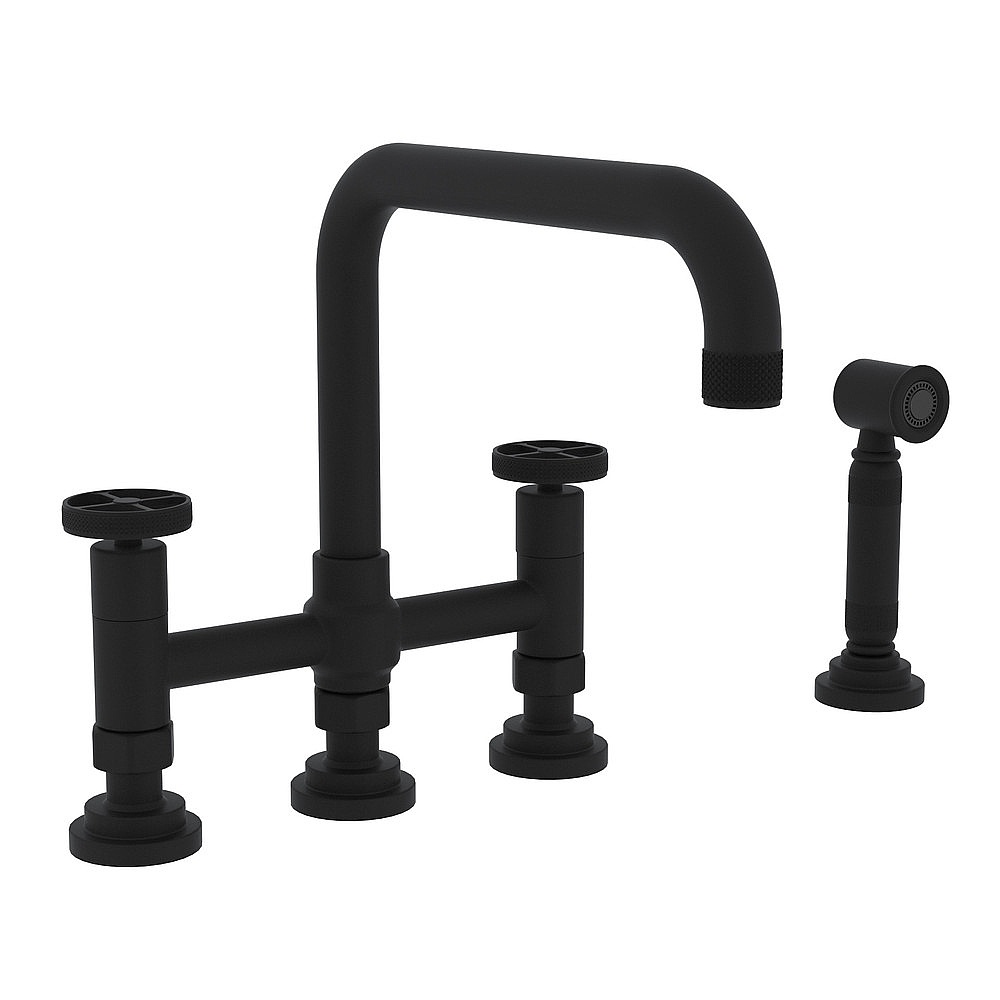 Rohl A3358IWWSMB-2 Campo™ Bridge Kitchen Faucet With Side Spray - Matte Black