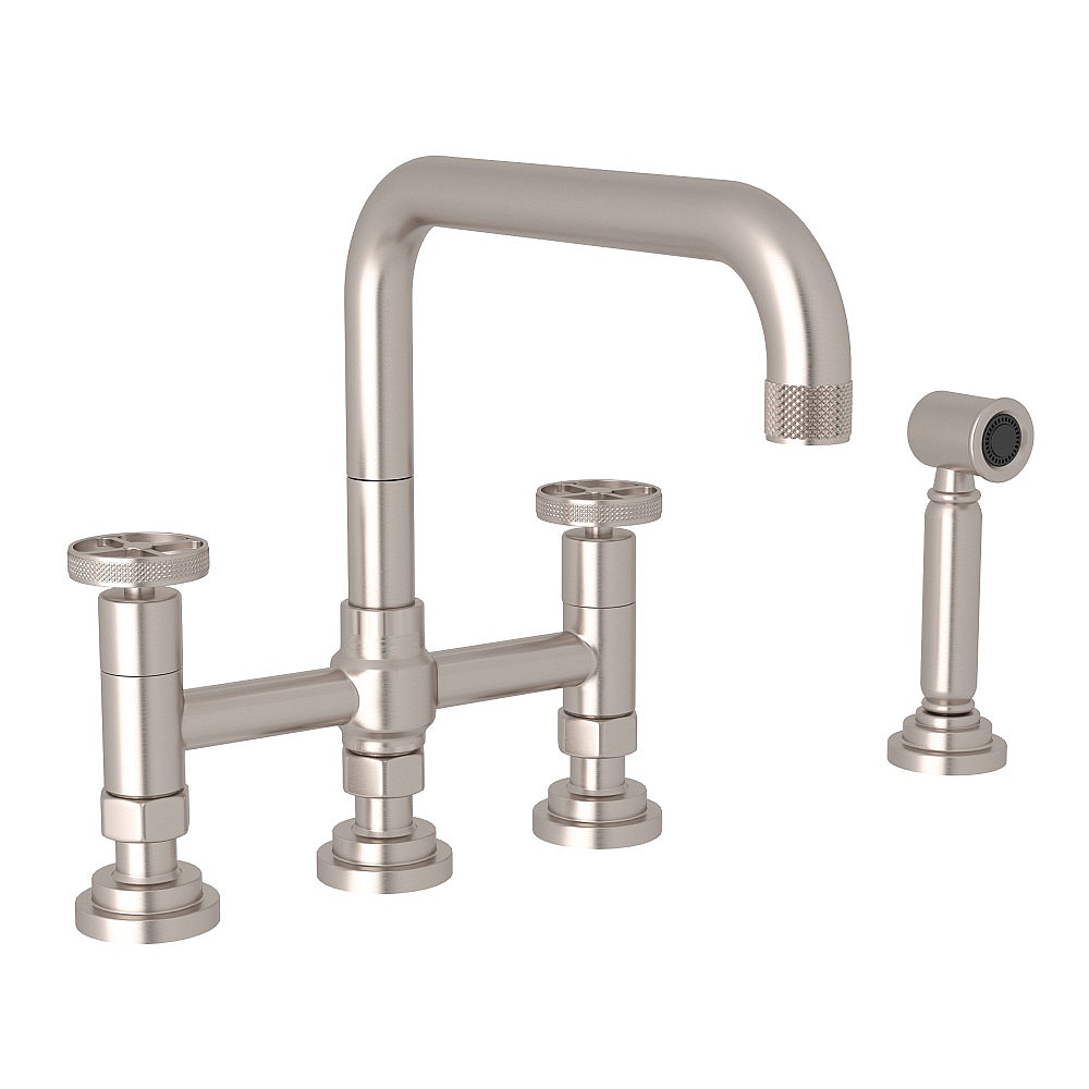 Rohl A3358IWWSSTN-2 Campo™ Bridge Kitchen Faucet With Side Spray - Satin Nickel