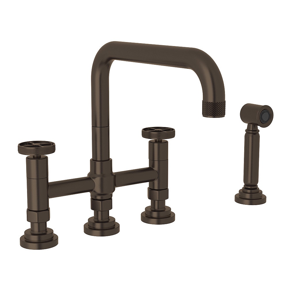 Rohl A3358IWWSTCB-2 Campo™ Bridge Kitchen Faucet With Side Spray - Tuscan Brass