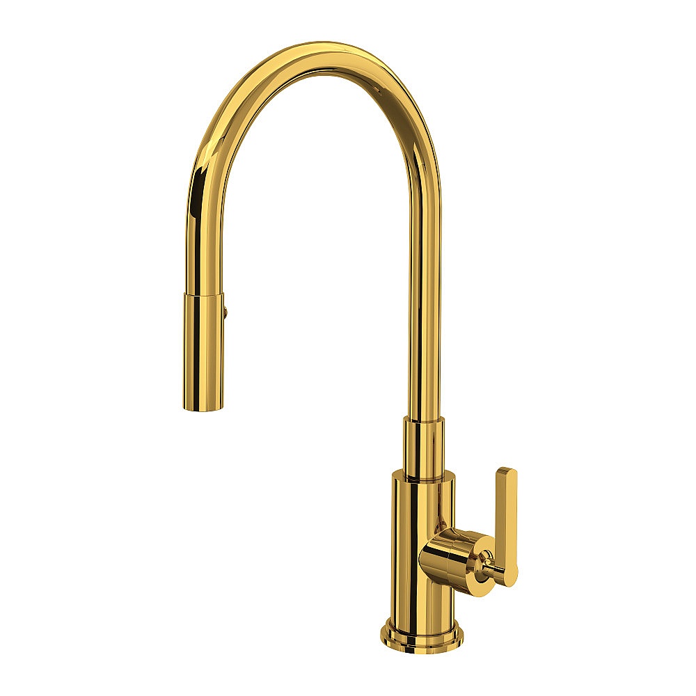 Rohl A3430LMULB-2 Lombardia® Pull-Down Kitchen Faucet - Unlacquered Brass