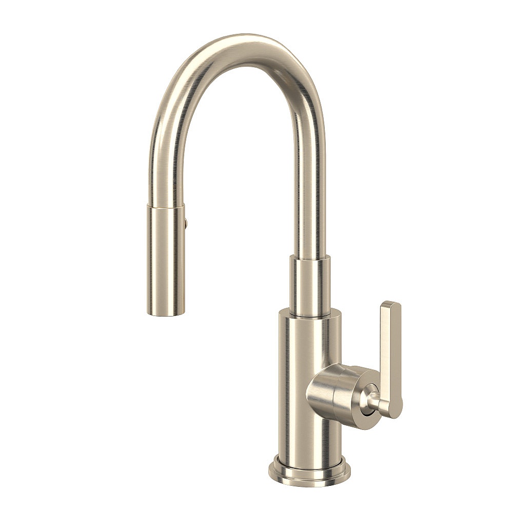 Rohl A3430SLMSTN-2 Lombardia® Pull-Down Bar/Food Prep Kitchen Faucet - Satin Nickel