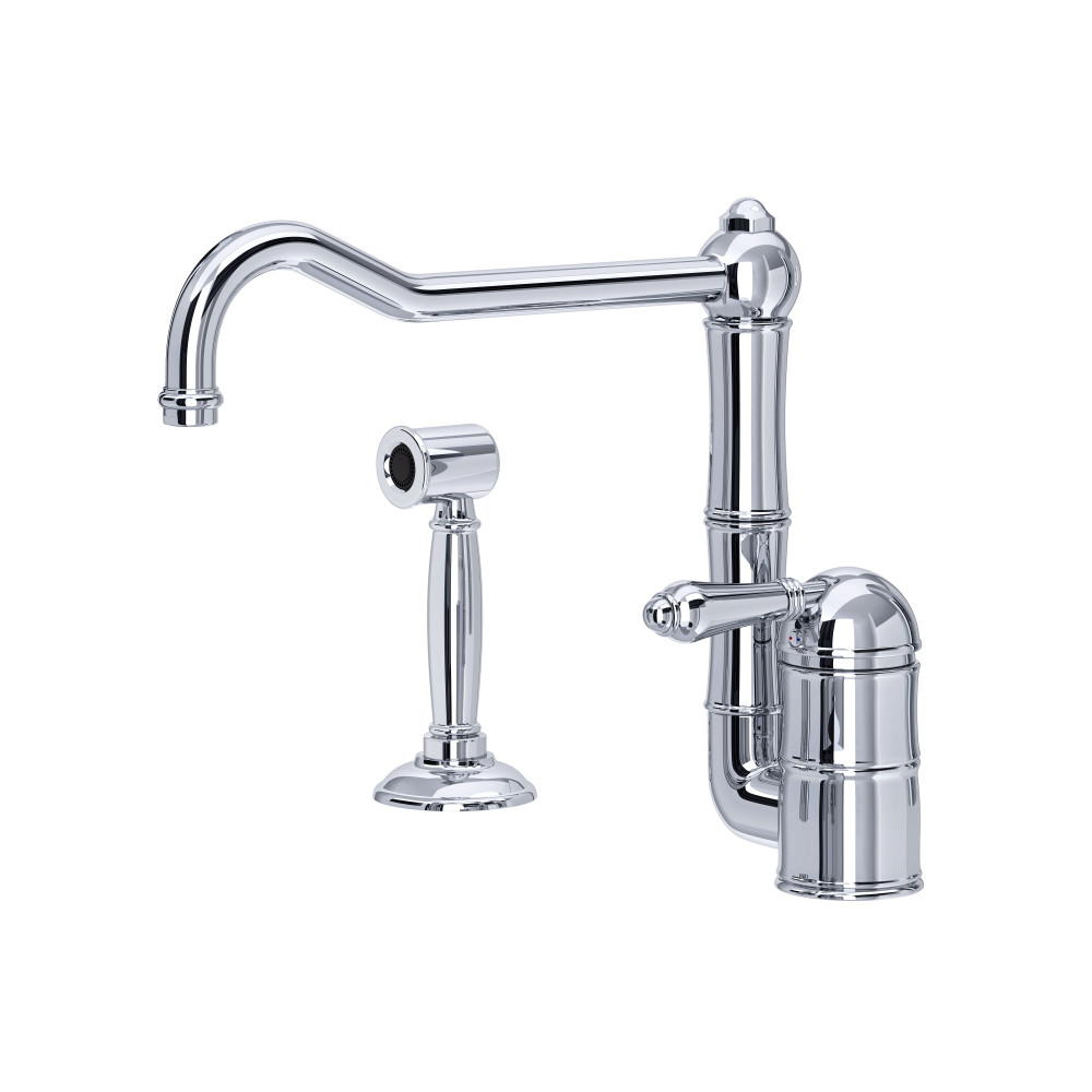 Rohl A3608/11LMWSAPC-2 Acqui® Extended Spout Kitchen Faucet With Side Spray - Polished Chrome