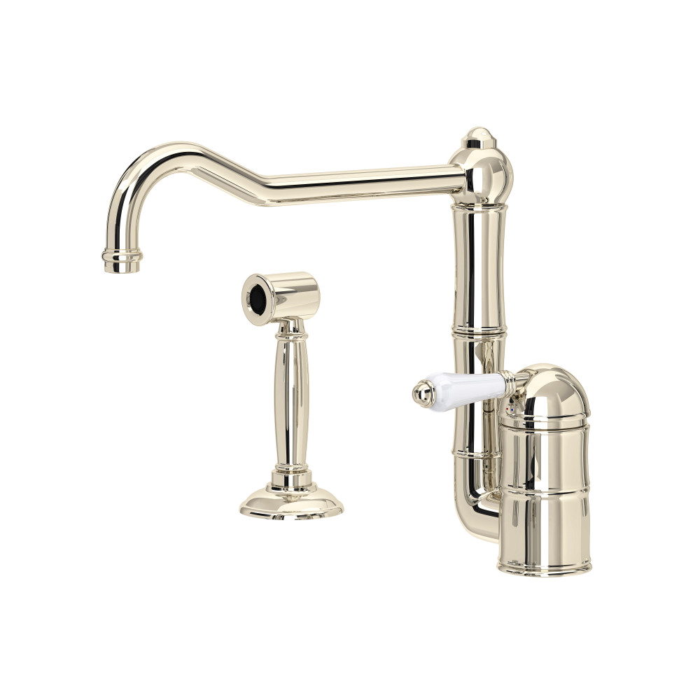 Rohl A3608/11LPWSPN-2 Acqui® Extended Spout Kitchen Faucet With Side Spray - Polished Nickel
